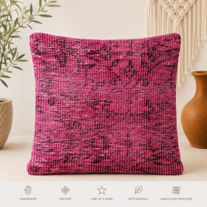 Turkish Kilim Pillow Cover - Vintage Anatolian Rug Cushion -  Boho Outdoor Sofa Decor - Handmade authentic kilim 16"x16"