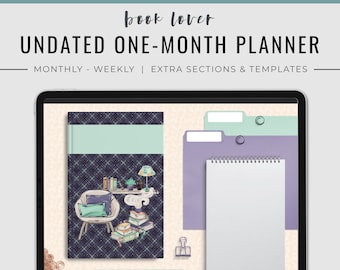 Book Lover Undated One-Month Planner / Digital Planner / Journal / Book Planner / Life Planner / Customizable Planner