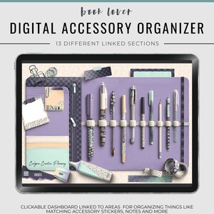 Book Lover Digital Accessory Organizer / 13 Section Organizer / Digital Organizer / Digital Notebook / Digital Planner