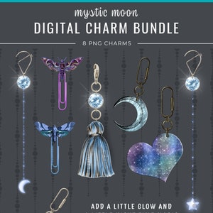Mystic Moon Digital Planner Charms / Notebook Charms / Sparkle Charms / Planner Accessories