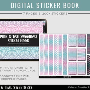 Pink & Teal Sweetness BIG Livro de adesivos digitais / Kit de adesivos digitais / Adesivos decorativos / Adesivos digitais / Adesivos de colagem