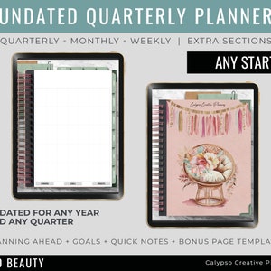 Undated Boho Beauty Quarterly Vertical Spiral Planner / Digital Planner / Life Planner / Weekly Planner / Customizable Planner