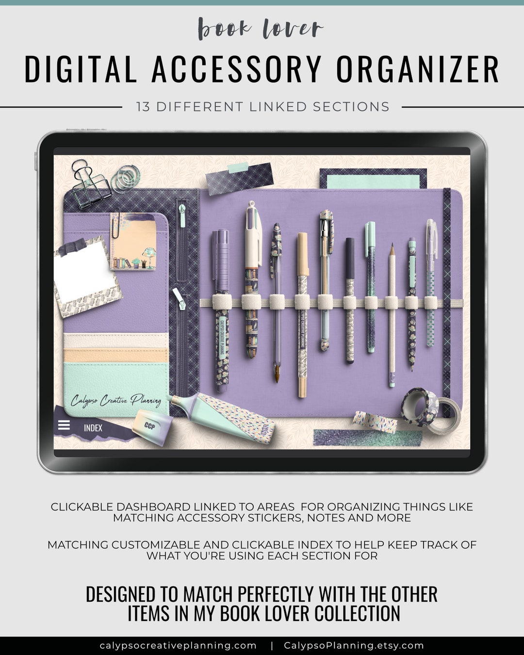 Book Lover Digital Accessory Organizer / 13 Section Organizer / Digital ...