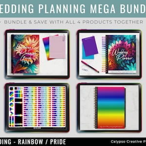 Mega paquete de planificación de bodas Rainbow Pride / Planificador digital / Planificación de bodas / Planificador de eventos / Planificación de bodas no tradicional