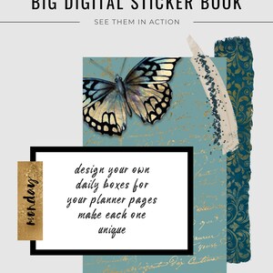 Teal and Gold BIG Digital Sticker Book / Digital Planner Stickers ...