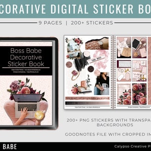 Boss Babe Decorative Digital Sticker Book / GoodNotes Stickers / Digital Stickers / Decorative Stickers / Journaling Stickers