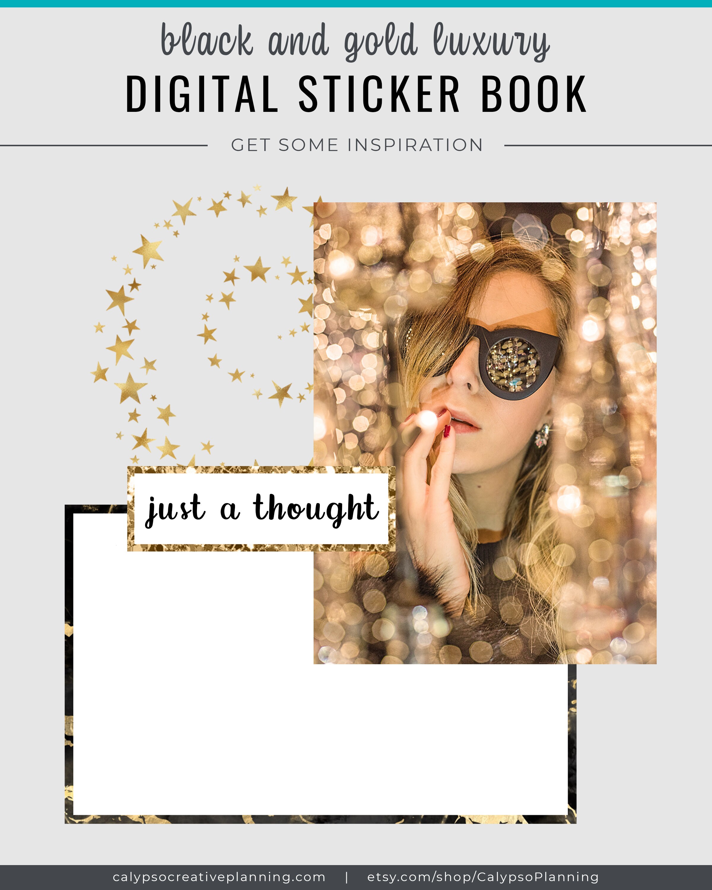 Black and Gold Luxury Digital Sticker Book / Goodnotes Stickers ...