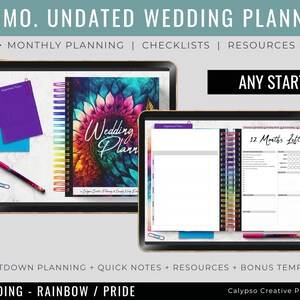 Rainbow Pride Undated Wedding Planner / Digital Planner / Wedding Planning / Event Planner / Nontraditional Wedding Planning