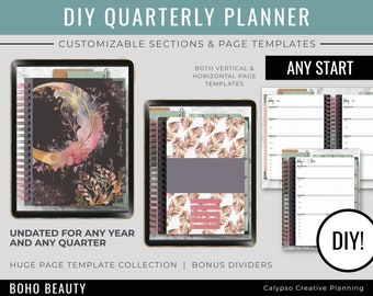 Boho Beauty DIY Quarterly Spiral Planner / Digital Planner / Life Planner / Quarterly Planner / Customizable Planner