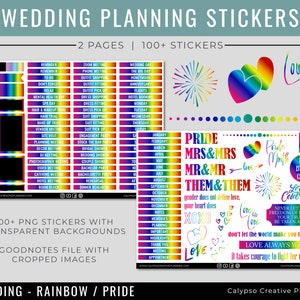 Rainbow Pride Wedding Planning Stickers / Digital Planner Stickers / Wedding Planning / Event Planning / Nontraditional Wedding Planning