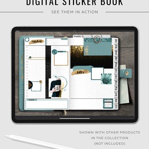 Teal and Gold Digital Sticker Book / Goodnotes Stickers / Digital ...