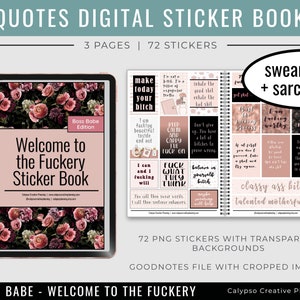 Boss Babe - Willkommen im Fuckery Zitate Sticker Buch / Digitale Sticker / Fluchen und Sarkasmus / Fluchen Sticker / Zitat Sticker
