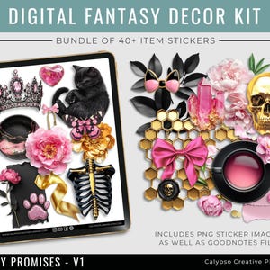 Peony Promises Digital Fantasy Decor Kit - V1 / Digital Sticker Kit / Dekorative Aufkleber / Digitale Aufkleber / Realistische Aufkleber