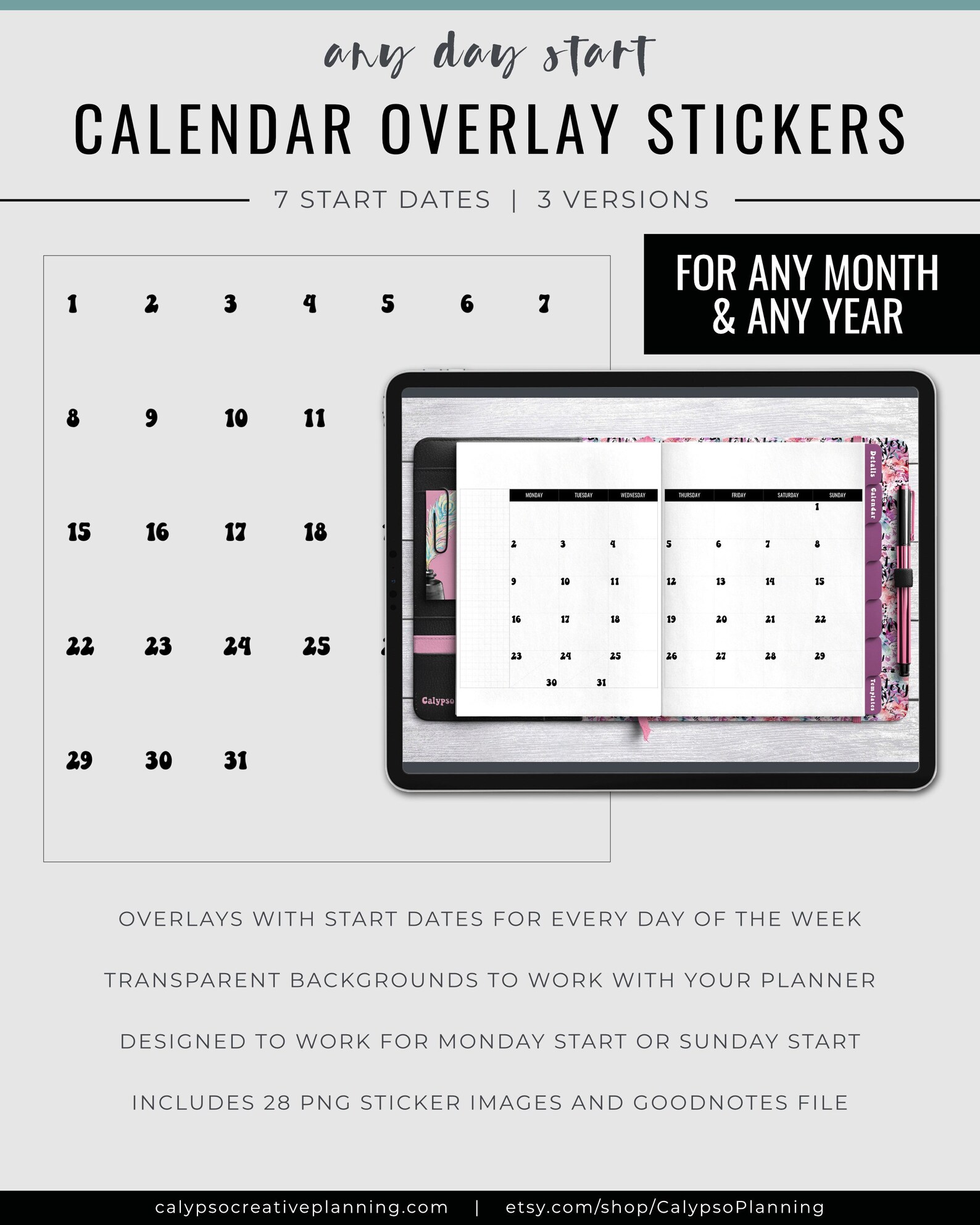 Calendar Overlay Digital Stickers Valentine Edition / Insert - Etsy
