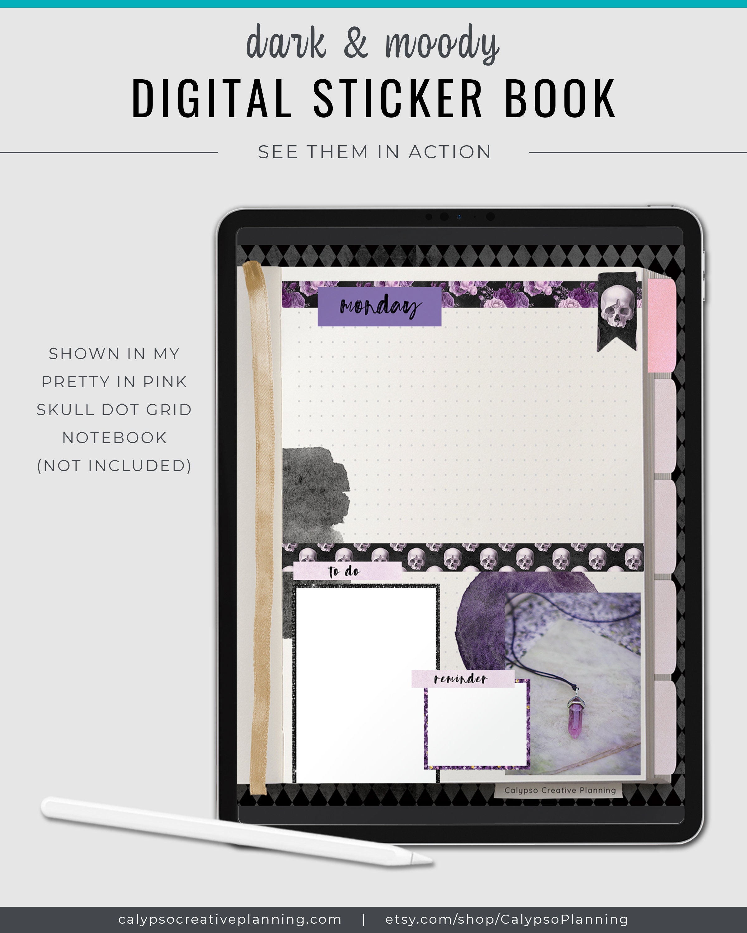 Dark and Moody Digital Sticker Book / Goodnotes Stickers / Digital ...