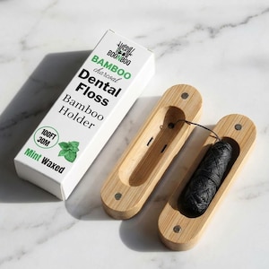 Nić dentystyczna, tkana nić węglowa, uchwyt bambusowy lub główki wymienne, smak miętowy