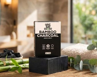 BOONBOO Bamboo Charcoal Body Soap | 7oz / 200g | Cleansing Bar