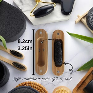 Dental Floss, Charcoal Woven Thread, Bamboo Holder or Refill Heads, Mint Flavor image 2