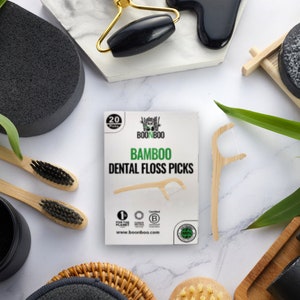 Bamboo Dental Floss Picks | 20CT Reusable Bamboo Picks | Plastic-Free | Sustainable & Biodegradable