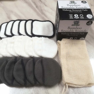 Bamboo Reusable Makeup Removal Pads: 18-Pack with Laundry Bag