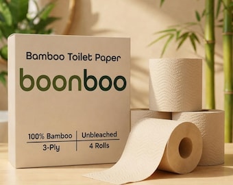 Unbleached Bamboo Toilet Paper: 3-Ply, PFAS-Free (4 Rolls)