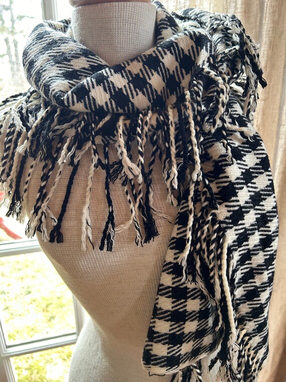 Fringed Check Wrap Scarf