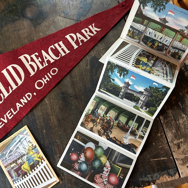 Vintage Set Euclid Beach Pennant & Post Cards