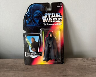 Star Wars by Kenner Jedi Knight Luke Skywalker with lightsaber and removable cloak, Vintage StarWars The Power of the Force