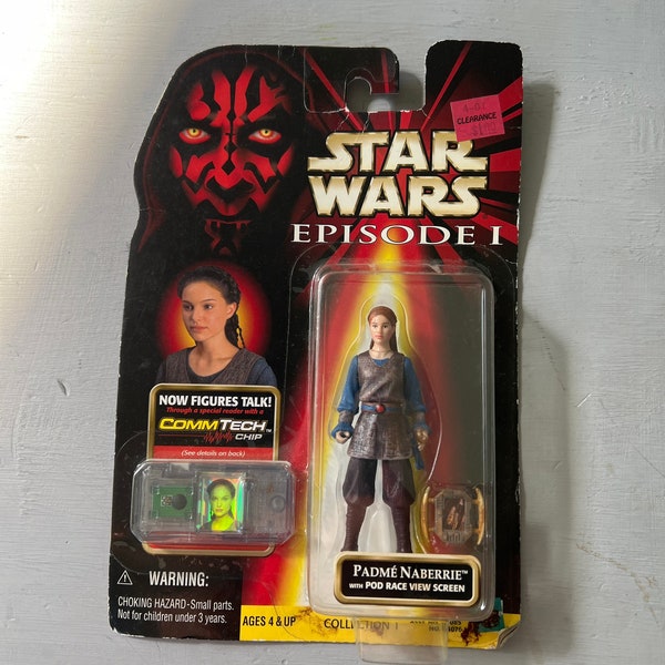 Padme Naberrie with Pod Race View Screen, Vintage Star Wars Toys, StarWars Queen Amidala Episode 1 Action Figure, Easter Basket Gifts Kids