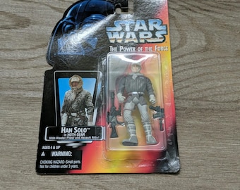 Han Solo en tenue Hoth avec fusil d'assaut et pistolet blaster, jouets Star Wars vintage, jouet StarWars Power of The Force, cadeau d'anniversaire pour homme