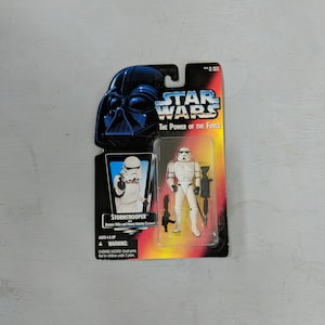 STORMTROOPER with Blaster Rifle and Cannon, Star Wars The Power Of The Force 1995, Vintage Toys by Kenner StarWars Storm Trooper Orange Card