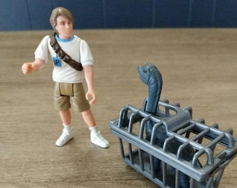 Vintage Jurassic Park Toys, Tim Murphy Action Figure, Kenner Dinosaur Toy, Snare and Hatchling, The Lost World Action figures