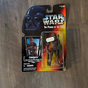 Chewbacca with bowcaster and heavy blaster rifle, Vintage Star Wars Toys, Power of The Force StarWars 1990s Father's Day Gifts