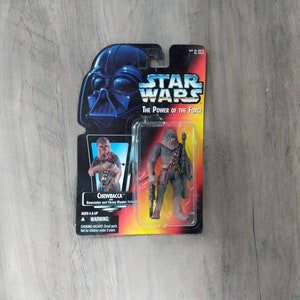 Chewbacca with bowcaster and heavy blaster rifle, Vintage Star Wars Toys, Power of The Force StarWars 1990s Father's Day Gifts