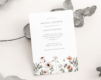 Wildflower Bridal Shower Invitation | Floral Wedding Shower Invite | Spring Bridal Shower | Instant Download | Editable Template