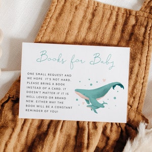 Demande de livre pour baby shower baleines | nautique | Bébé garçon |  Téléchargement instantané | Modèle modifiable N01
