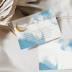 Demande de réservation pour une baby shower lunaire | Baby shower garçon | sur la lune | Téléchargement instantané | Modèle de carte | Carte d'insertion modifiable O1