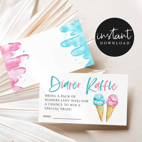 Ice Cream Diaper Raffle Cards Etsy