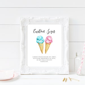 Printable Gender Reveal Party Ice Cream Custom Sign | Instant Download | Boy or Girl | Ice Cream Parlour | 5x7 & 8x10 I04