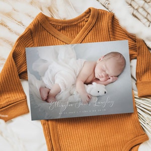 Birth Announcement Card | New Baby Announcement | Newborn Photo | Editable Template | Instant Download | Templett