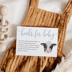 Demande de livre de vache | Baby shower garçon | Baby Shower à la ferme | Téléchargement instantané | Carte d'insertion modifiable C01