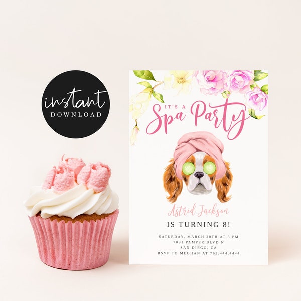 Spa Theme Birthday Party Invitation | Pamper Party | Kid's Birthday Invite | Instant Download | Template Invitation Card | S11