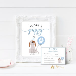 Adoption Center Sign & Certificate | Puppy Adoption Party | Adopt a Pet | Dog Theme Boy Birthday Party | Instant Download | Party Decor D09