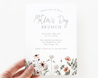 Mother's Day Brunch Invitation | Wildflower Invite | Mothers Day | Instant Download | Editable Template Card
