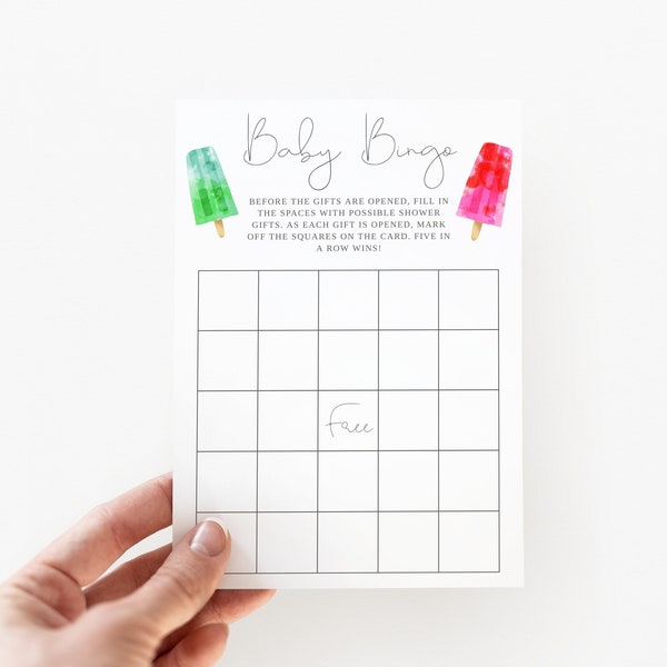 Popsicle Baby Shower Bingo Game | Instant download | Gender Neutral | Activity | Printable | Template Card B15