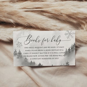Boekverzoekkaart winter babyshower | Sneeuwvlokken | Baby, het is koud buiten | Genderneutraal | Boeken voor baby's | Bewerkbare sjabloon W04