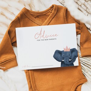 Cartão de conselho para chá de bebê Safari Girl | Para impressão | Animais da selva | Zoo Animal | Download instantâneo | Conselhos para novos pais S10