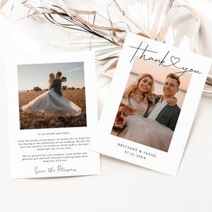 Hochzeit Danke Vorlage | Vielen Dank, dass Sie Grußkarten | Druckvorlage Danke | Foto-Dankeskarte | Herz | Bearbeitbare Vorlage