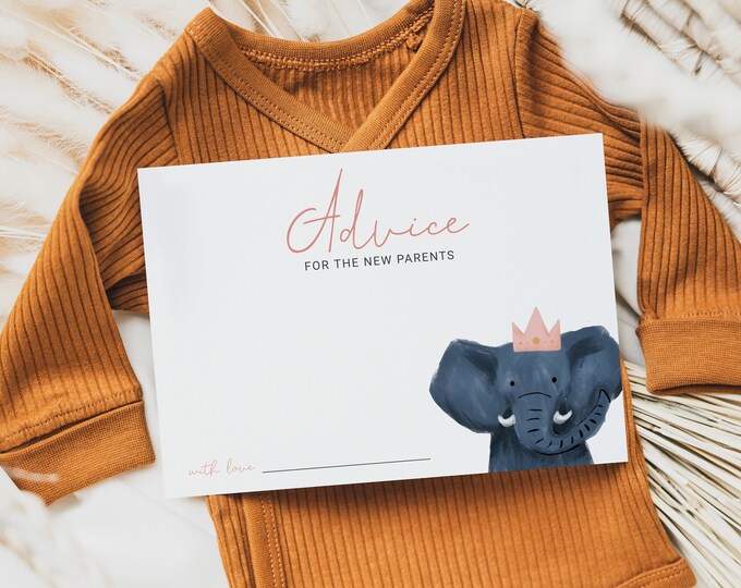 Safari Girl Baby Shower Advice Card Printable Jungle Animals Zoo ...