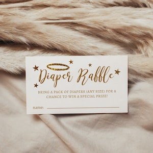 Der Himmel Schickte Windel Verlosung Los | Gold Halo Babyparty | Geschlechtsneutral | Engel | Sofortdownload | Bearbeitbare Vorlage | Karte einlegen